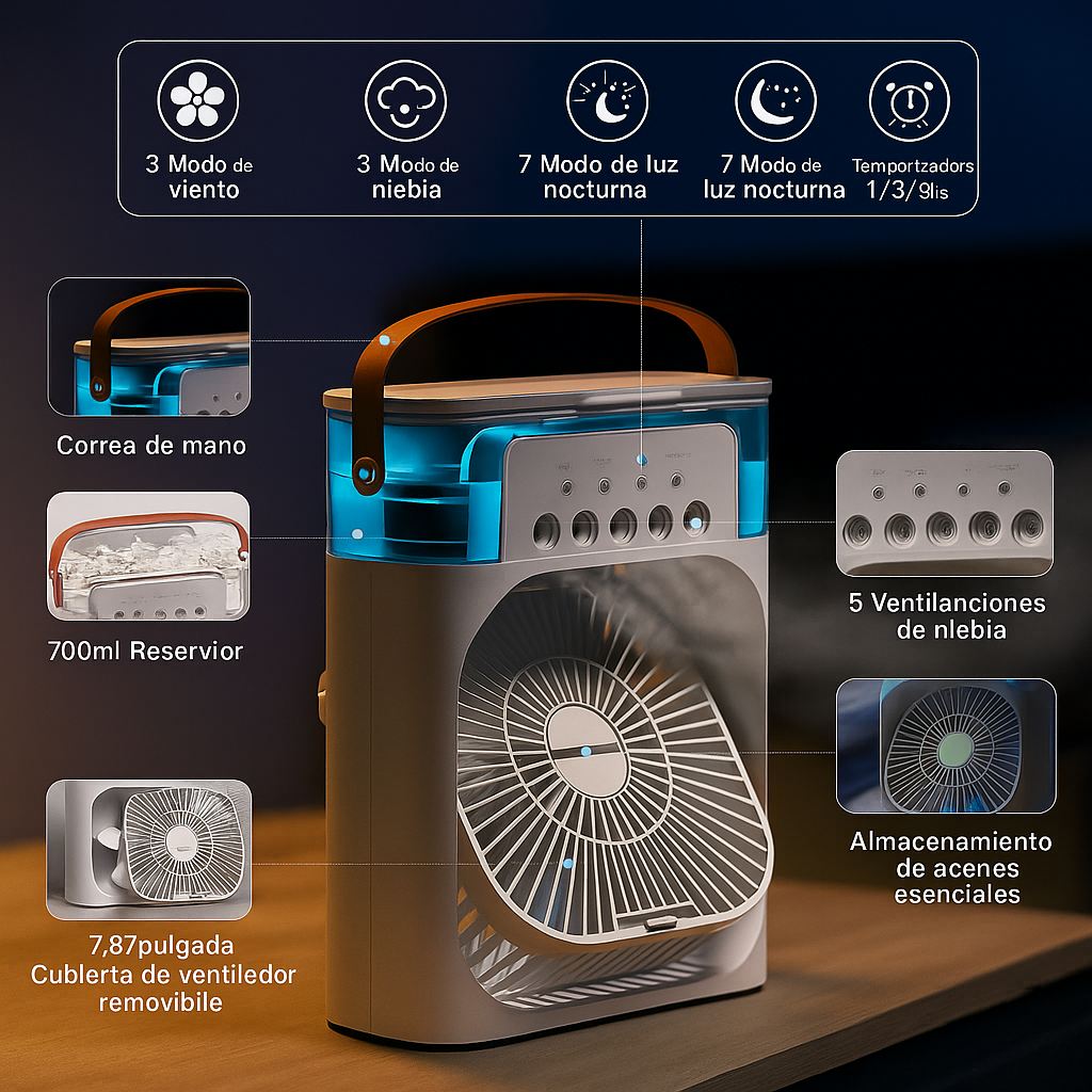 Ventilador de Humidificación USB | Aire fresco al instante 🌬️